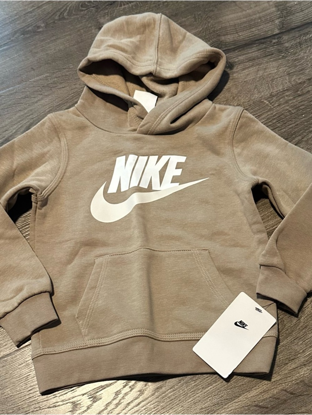 Nike Kids Hoodie in Taupe with White Swoosh 3t Toddler Boy Girl